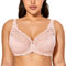 DELIMIRA Donna Reggiseno in Pizzo con Ferretto Taglie Forti Sostegno Senza Imbottito Rosa Nudo 5D