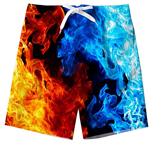 TUONROAD pojkar badbyxor, barn badshorts, nyhet 3D snabbtorkande surfarshorts, strandshorts med nätfoder 7–8 år