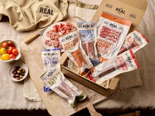 The Real Cure Signature Charcuterie Box – Gourmet Letterbox Charcuterie Hamper Gift Set with 7 Award‑Winning British Cured Meats - Foodie Gift Set for Men, Women and Couples