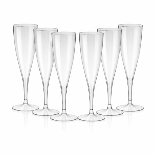 Lizzy Disposable Champagne Flutes 100ml Clear Plastic Glasses Pack of 10 – Stemmed Prosecco Cups for Parties, Weddings, Events & Celebrations