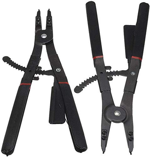 Auoeer Tools 16 Inch 2Pcs Large Circlip Snap Ring Pliers Set Retaining Ring Ratcheting with Xtra Tips Pincers Tool Pincers