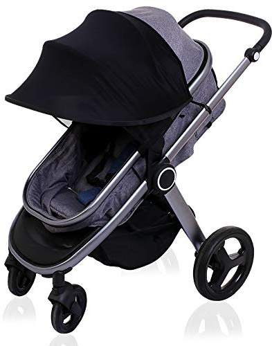 Qchomee Baby Strollers Sun Shade Canopy Universal for Pram Baby Carriage/Pushchair Sun Cover UV Protection Screen Insect Bug Netting Cover for Pram