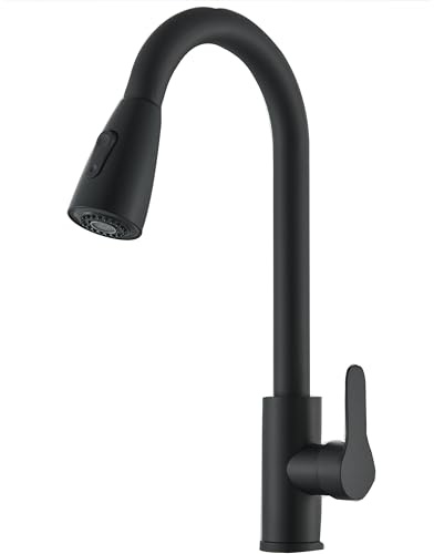 Robinet de Cuisine avec Douchette Extensible Noir Mitigeur Évier Rotatif à 360°avec 2 Modes de Pulvérisation Mitigeur Cuisine Monocommande Evier Froide et Chaud Disponible en Acier Inoxydable…