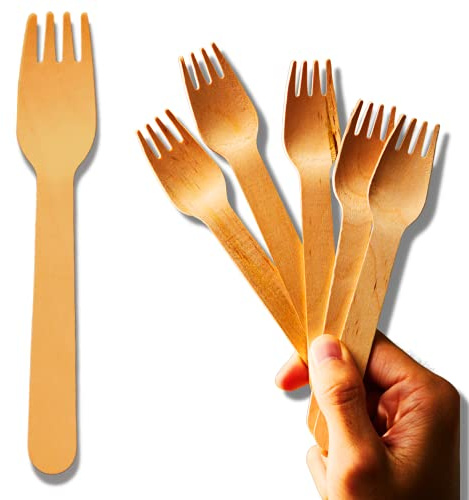 TradeProvider® Disposable Wooden Forks (100pcs) – Eco-Friendly Cutlery for Parties, Events, BBQ, Fondue & Cheese – Biodegradable & Compostable – Strong, Smooth, Splinter-Free Design