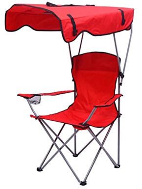 Yadlan Campingstuhl Faltbar XXL, Angelstuhl mit Schirmhalter, Faltbarer Stuhl Camping, Sonnenschutz Wetterfest Karpfenstuhl, Klappbarer Tragbar Strandstuhl 150 Kg Belastbar XXL, Stabil und Robust Rot