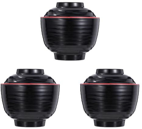 DOITOOL 3Sets Miso Soup Bowls with Lids Unbreakable Japanese Ramen Bowls for Miso,Soup,Instant Noodle,Rice,Salad,Snack