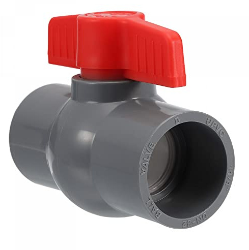 sourcing map Ball Valve - Irrigation Water Flow Control, Slip Plastic Shut-Off Valve, Apply to Outdoor/Garden/Swimming Pools(40mm Inner Diameter, Red Gray)