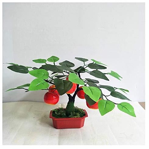 Pianta Artificiale in Vaso da frutto Finto Bonsai Pianta Finta con Vaso di plastica per la Decorazione del Giardino dell'ufficio Domestico (Mele)