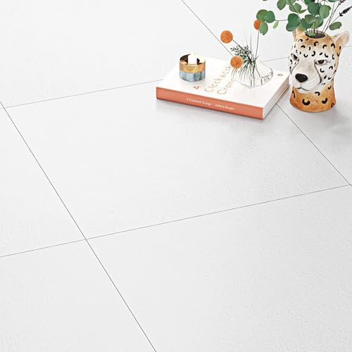 FunStick 30 Stück PVC Bodenbelag Selbstklebend Weiß 30X30CM Wasserfest Badezimmer Fliesenaufkleber Bad Boden Weiße Klebefliesen Küche Klebe Vinylboden Selbstklebend Weiss Selbstklebende Vinyl Fliesen