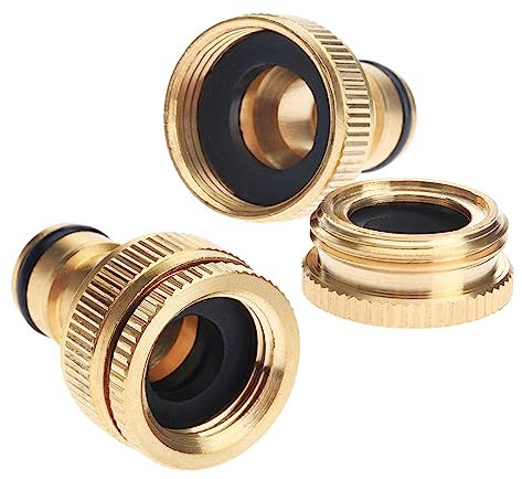 DRELD 2 Stück Messing Wasserhahnverbinder, 2 in 1 Gartenschlauch Verbinder, Wasserhahn Adapter, Schlauchanschluss 1/2 Zoll Auf 3/4 Zoll Für Waschmaschine Gartenschlauch