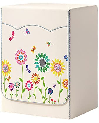 Odot Washer Dustproof Cover Front Load, Washing Machine Dryer Protector Waterproof Sunscreen Tumble Dryer Case Protective Cover for Most Front Loadi (M,colorful sunflower)