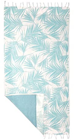 B&C fabrics Toalla Pareo de Playa 100% algodón, Reverso con Rizo Tropical Azul 90x170 cm