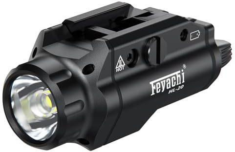 Feyachi HL-20 Pistol Light 1000 Lumen Upgrade LED Weapon Light Compact Rail Mounted Handgun Tactical Flashlight Rail Locating Keys for Picatinny