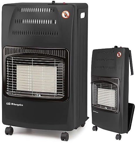 Poêle à gaz pliable HCE60-4200W. Classe énergétique A. Triple système de sécurité, 42 x 74 x 35 cm, noir