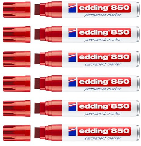 Edding Permanentmarker 850 Rot, 5-15 mm, 6 Stück