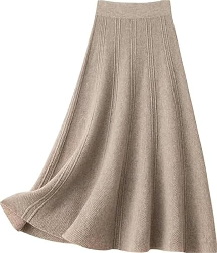 MdybF Jupe en tricot pour femme - Automne et hiver - Jupe en laine pour femme - Taille haute - Jupe tricotée moderne, camel, XS-S