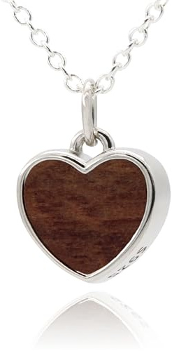 NaturSchatulle Holzschmuck Set Ohrringe Halskette Herz 9mm Damen Holzohrringe 925 Silber Nussbaum Holz Ohrstecker Schmuck