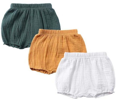 AOOPOO 3er Pack Baby Kinder Mädchen Jungen Baumwolle Leinen Unterwäsche Unterhosen Rüsche Hose Bloomer Shorts Baby Höschen Windelabdeckung Windelhöschen Kleinkinder Pumphose 6 Monate-4 Jahre