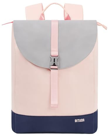 BITUOR Rucksack Damen Groß, Rucksäcke Mädchen, Tagesrucksack mit Laptopfach 15,6 Zoll, Wasserabweisender Schulrucksack Teenager, Reiserucksack, Elegant Backpack für Uni Business Freizeit, Rosa