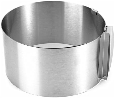Stainless Steel Cake Ring, Stainless Steel Baking Ring Adjustable from 16 to 30cm Mousse Round Mold Metal Cooking Rings for Desserts Eggs Cooking Pastry Crumpet Rings (high:8cm)