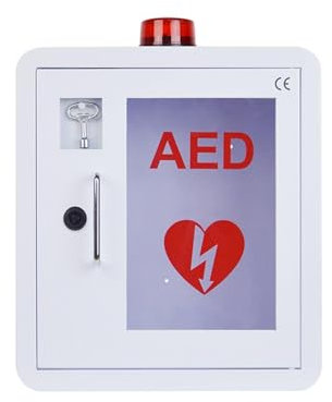 XNYXLPP AED-Defibrillator-Aufbewahrungsschrank zur Wandmontage, AED-Schrank mit Alarm, Stahl-Metallplatten-Gehäuse, passend für alle Marken