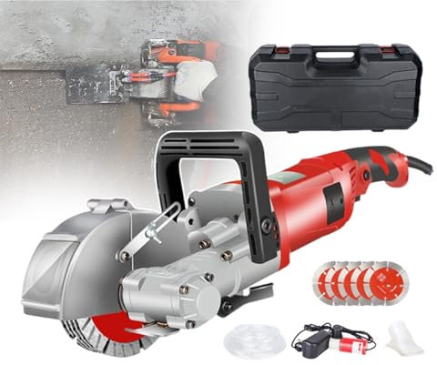forplubossmmp Rainureuse Murale Électrique 7500Tr/Min, Coupe-Béton pour Rainures Murales avec Profondeur De Rainurage Maximale De 37mm Et Largeur De 33mm, Machine De Rainurage À Fente Électrique,Red