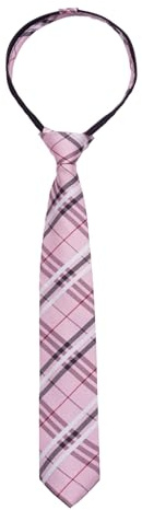 Alizeal, papillon a righe tartan da 15 pollici, pre-allacciato, con cerniera da 6 cm, per ragazzi, cravatta sottile per la scuola, per età 8-14 anni, Taglia Unica