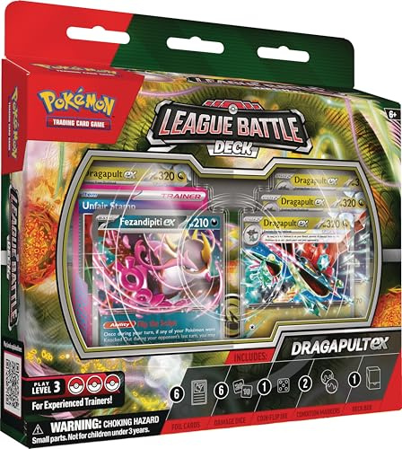 Pokémon TCG: Dragapult ex League Battle Deck (1 mazo de 60 Cartas Listo para Jugar, Incluyendo Dragapult ex y Fezandipiti ex)