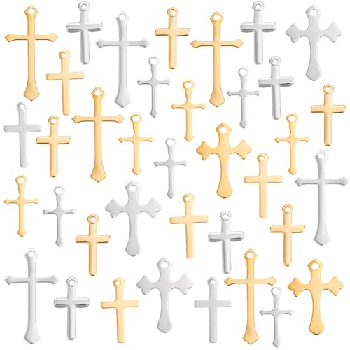PH PandaHall 100 stycken korshänge kors hänge 5 stil mässing mini kors kunskap berlocker för halsband nyckelring smycken gör guld och silver, 12~24 mm