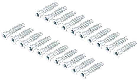 QUARKZMAN 20 Stück M7x30mm Sechskant Senkkopf Selbstbohrende Verbindungsschrauben aus Kohlenstoffstahl Möbel Confirmat Schraube, Silber