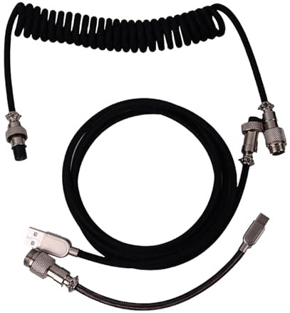 Mekanisk tangentbordskabel: Mekaniskt tangentbord spiralkabel, mekaniskt tangentbord spiralkabel, mekaniskt tangentbord lindad kabel för mekaniskt tangentbord - /svart/färg/rosa