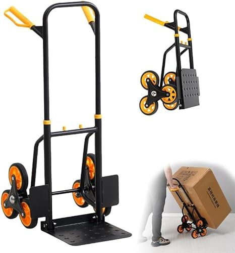 Carrello per salire le scale a 3 ruote, carrello portatile pieghevole leggero, può contenere 150 kg e rotola senza intoppi su una varietà di superfici, carrello portatile per scale