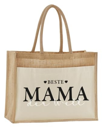 Tassenbrennerei Geschenk für Mama Geburtstagsgeschenk - Jutetasche Beste Mama der Welt - Muttertagsgeschenk Mutter - Shopper, Strandtasche, Geschenk-Tasche - Geschenkidee, Geschenkset Frauen