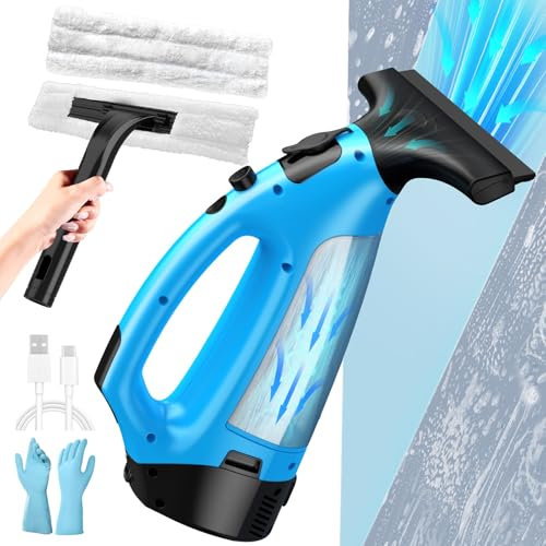 HomeNova Window Vac, 3-in-1 Rechargeable Window Cleaner with 1500pa, Efficiently Cleaning and Cordless Window Cleaning Equipment for Windows, Mirrors, Shower Glass, Tiles, and Countertops