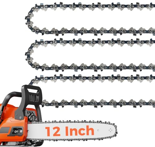 EXSHP 12 Inch Chainsaw Chain 1/4 Pitch .043 Gauge 64 Drive Links Semi-Chisel Chain Saw Chains for Husqvarna, Poulan, Craftsman, Greenworks and More Chainsaw Brands(3 Packs)(40T-6)
