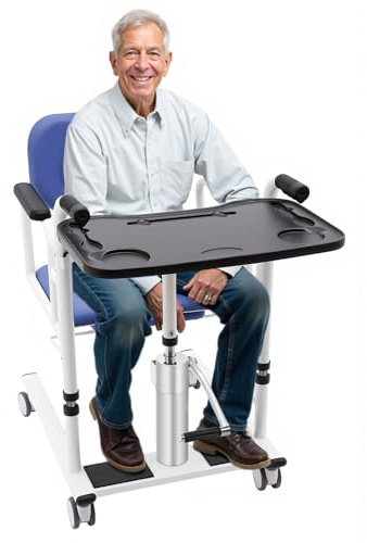 MEELRYD Elevador de pacientes hidráulico para el hogar, ayuda de transferencia para ancianos, asiento dividido de 180°, silla de ruedas portátil para enfermos