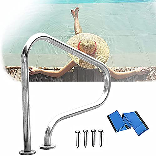 CCKUYT Barandilla de Piscina de 80 x 80 x 27 cm, pasamanos de Piscina de Acero Inoxidable 304, fácil de Montar para Parques acuáticos y Piscinas enterradas.