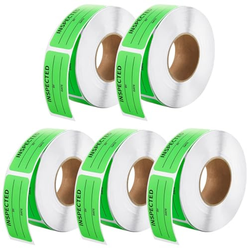 2500 étiquettes de contrôle qualité imperméables - Autocollants d'inventaire - Vert fluo (1 x 2,25) - Adhésif résistant à l'huile avec ligne de date