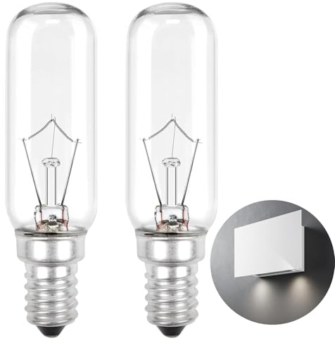 2PCS Cooker Hood Light Bulbs 220V 40W E14 T22 Tungsten Lamp Dimmable Warm White 2700K 360° Beam Angle 350LM Small Edison Screw Light Bulbs for Cooker Hood Extractor Fan Sewing Machine Desk Lamp