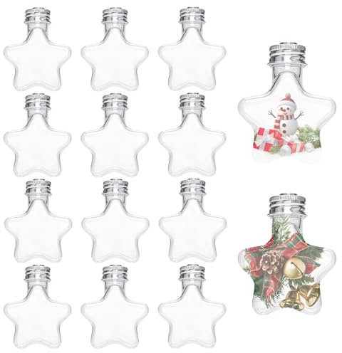 PORUPAEL 12 Stück Durchsichtige Weihnachtskugeln Plastik Weihnachtsbaumkugeln Befüllbare Kunststoffkugeln 50ml DIY Weihnachts Ornamente Für Weihnachten Halloween Geburtstag Decoration (Clear-C)