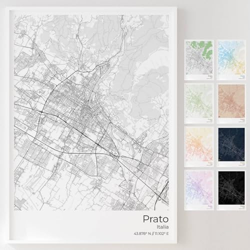 Mapdify Prato poster personalizzato della città, il tuo posto preferito come poster da parete, ricordo personalizzato di Prato – Stile: Studio