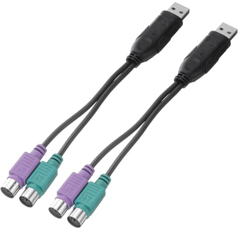 Nexarelle USB to PS/2 Adapter, PVC USB A Male to Dual PS/2 Female Converter Adapter for Wired Mouse/Keyboard/Computers Accessories, Black