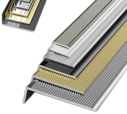 Aluminium Stair Edge Trim 90cm-Metal Corner Trims - L-Shaped Door Threshold Strip Staircase Step Treads for Outdoor & Indoor(Black,90cm L 100mm*30mm)