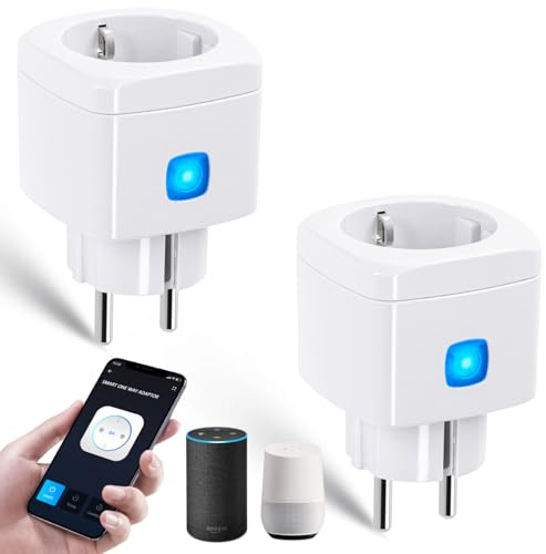 Aigostar Alexa Enchufe Inteligente Wi-Fi, Mini Smart Plug 10A 2300W no necesita HUB. con Control Remoto AigoSmart App and Voz, Compatible con Alexa y Google Home, Blanco 2 Unidads