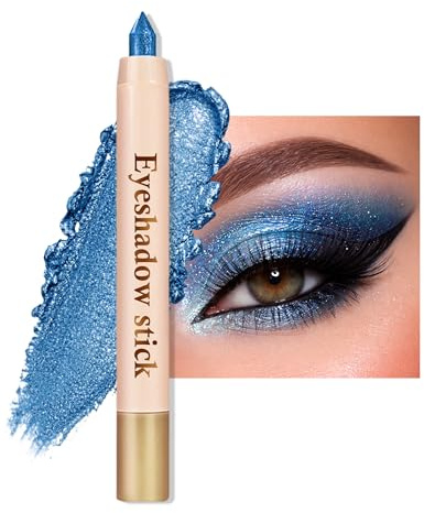 Jutqut Blau Glitzer Lidschatten Stift, Metallic Eyeshadow Stick,#05 | Shimmer, Cream Finish, Hervorhebung Pigmentierter, Glänzender, Langanhaltend, Knitterfrei