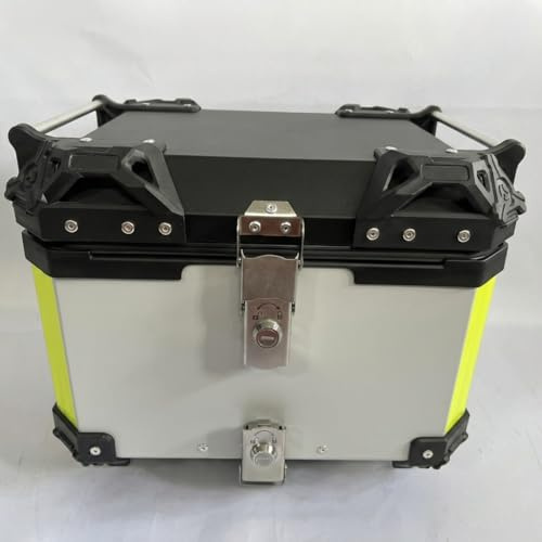 Garvee Motorradkoffer 55L Aluminium, Schnellabnehmbarer Top Case mit Kohlenstoffstahlboden & Rückenlehne, Universal für die meisten Motorräder, Flach-Optik-Silber