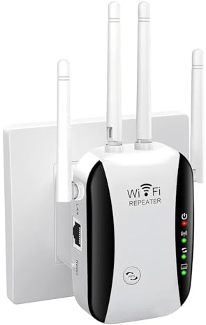 Luminstem 2026 WiFi Extender, WiFi Booster, Long Range WiFi Signal Amplifier, 4 Antennas Cover 5000 Sq.ft & 50 Devices, Internet Repeater with Ethernet Port, Quick Setup, UK Plug, White