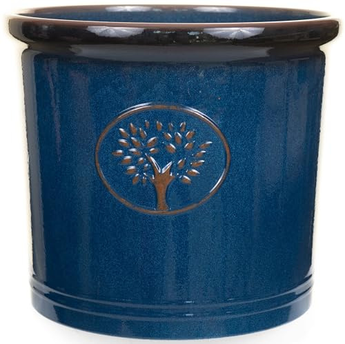 Muddy Hands Woodland Crest Planter – Large Lightweight Garden Plant Pot | Frost Proof & UV Resistant | Indoor & Outdoor Planter (Blue, 29 Litre)