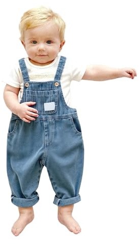 JokeLomple Salopette per bambini con grandi tasche, pantaloni in denim per bambini piccoli, abbigliamento da gioco comodo e resistente, jeans per bambini #4423