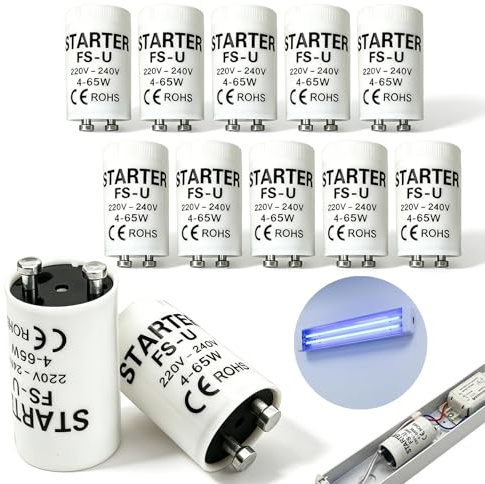 Cloxtralon Leuchtstoffröhrenstarter, 12 Stück Universeller Starter für 4-65 W Leuchtstoffröhren, Langlebiger 220-240V Starter für Fluoreszierende Lampen